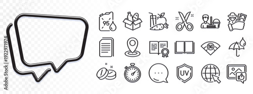 Medical tablet, Speech bubble and Book line icons for web app. Glare of light effect. Message icon. Pack of Like photo, Timer, 5g wifi pictogram icons. Vector