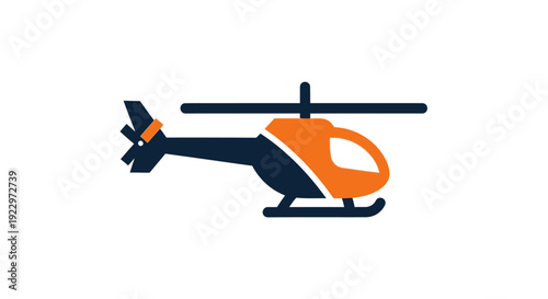 Modern Orange and Black Helicopter Aircraft Aviation Logo on Isolated White Background