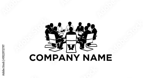 Group of business people collaborating in a professional office meeting, isolated white background.
