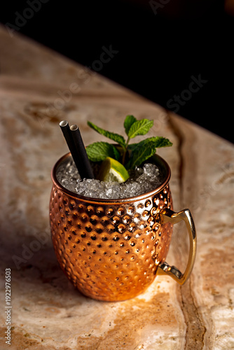 Caribbean cocktail in a metal cup