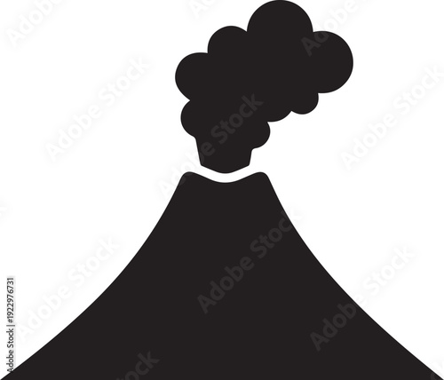 Active Erupting Volcano Silhouettes With Smoke Plume Minimalist Mountain Vector Isolated