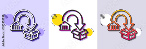 Moving service line icon. Halftone dotted pattern. Gradient icon with grain shadow. Packing things sign. Things transportation symbol. Line moving service icon. Various designs. Vector