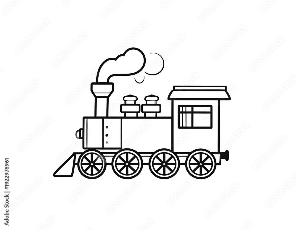 Naklejka premium Old Steam Train Illustration with Smoke
