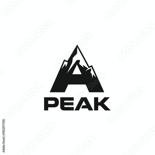 Stylized Letter A Mountain Peak Logo Graphic Representing Ascent and Outdoor Exploration