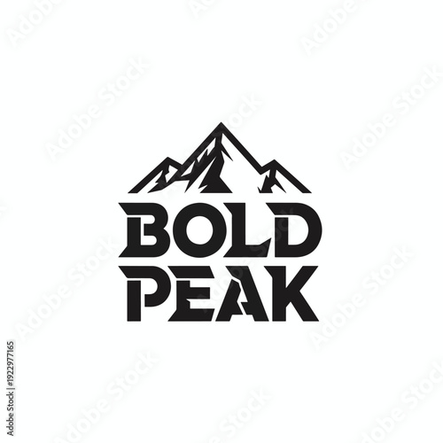 Bold Peak Typography Logo with Mountain Silhouette for Adventure and Nature Themes