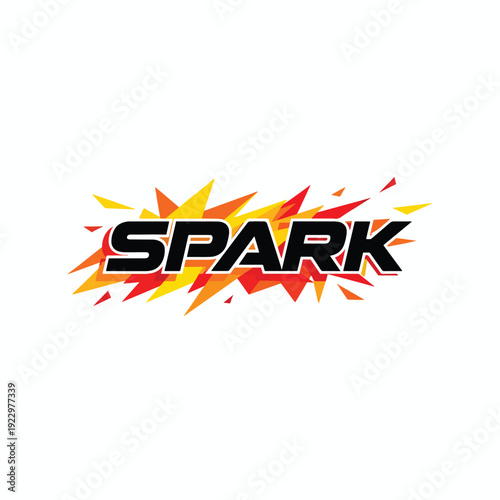 Dynamic Spark Word Graphic with Energetic Burst Design, a Powerful Vector Illustration