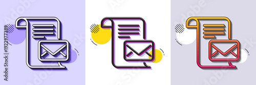 Mail letter line icon. Halftone dotted pattern. Gradient icon with grain shadow. Read Message correspondence sign. E-mail symbol. Line mail letter icon. Various designs. Vector