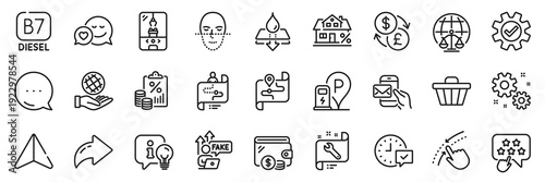Ranking star, Work and Messenger mail line icons pack. Share, Message, Paper plane icons. Tax document, Swipe up, Diesel web icon. Safe planet, Select alarm, Water resistant pictogram. Vector