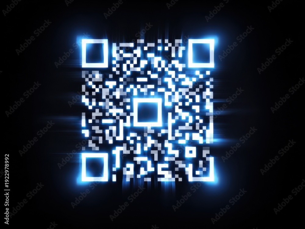 Obraz premium qr code luminous isolated on a black background