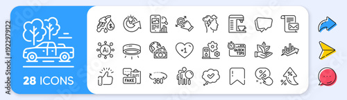Pickup, Speech bubble and Petrol station line icons. Interest rate, AI generate, Inflation icons. Pack of Search people, Mail letter, Filling station icon. Vector
