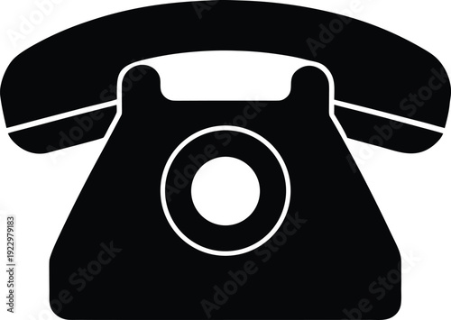 landline telephone silhouette vector art illustration, black and white design
