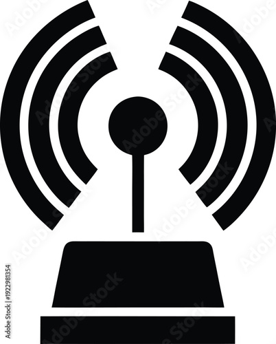 live streaming signal icon silhouette vector art illustration, black and white design