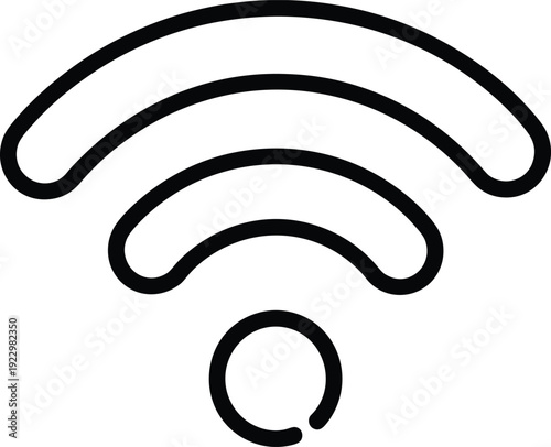 Wifi symbol isolated on white background indicating strong wireless signal