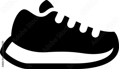 A sleek black sneaker icon with sparkle effects modern design simplicity. Running Shoe Icon. Vector gym shoes icon, running icon Running shoes vector icon. filled flat sign for mobile concept and web.