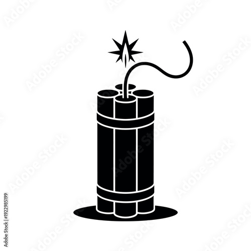Bundle of dynamite sticks with a burning fuse signals danger, explosion, or high-stakes action in a graphic.