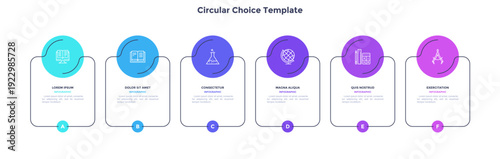 Infographic elements of circular choice template with 3 options, steps or processes. Program steps placed in horizontal row. Modern flat vector illustration for visual presentation