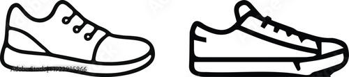 Sneakers icon. Running shoes icon Flat Vector Silhouette Shoes or Sneakers Icon Set Isolated. Footwear Icons Black and white sneakers minimalist style icon set. Vector Black and white line art vector