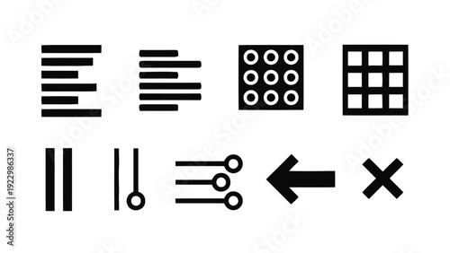 Vector illustration of set of black user interface icons for web and mobile applications on a transparent background