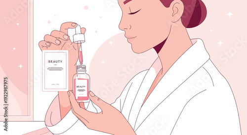 Woman Applying Skincare Serum, Beauty Routine, Healthy Skin, Spa, Self Care