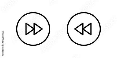Circular Media Control Outline Icon Set, Vector illustration.