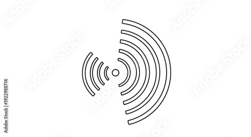 Simple black and white WiFi signal icon on white background.