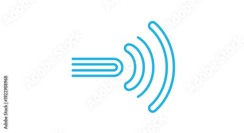 Simple blue Wi-Fi signal icon on white background.