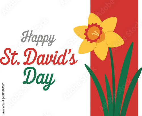 Happy St Davids Day Daffodil and Leeks Greeting Card