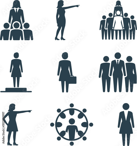 Illustrations of diverse professional and teamwork scenarios in business settings Vector, illustration