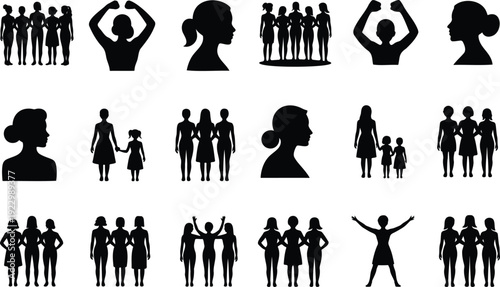 Diverse illustrations of people engaging in various activities and poses Vector, illustration