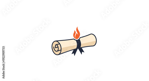 Burning Scroll with Black Ribbon.
