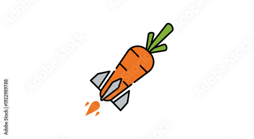Carrot Rocket Ship Launching into Space.