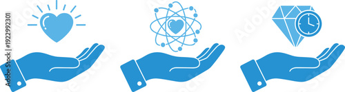 The essence of human values and technological innovation through open hands isolated on transparent background, Vector