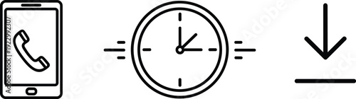 Mobile call timing and download process illustration isolated on transparent background, Vector
