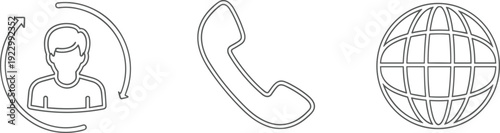 Icons representing communication and global connectivity methods isolated on transparent background, Vector