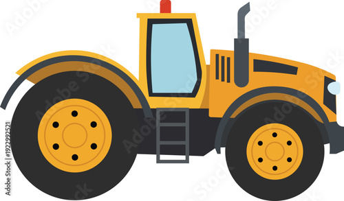 Yellow Farm Tractor Vector Illustration for Agriculture Machinery and Rural Transportation Equipment
