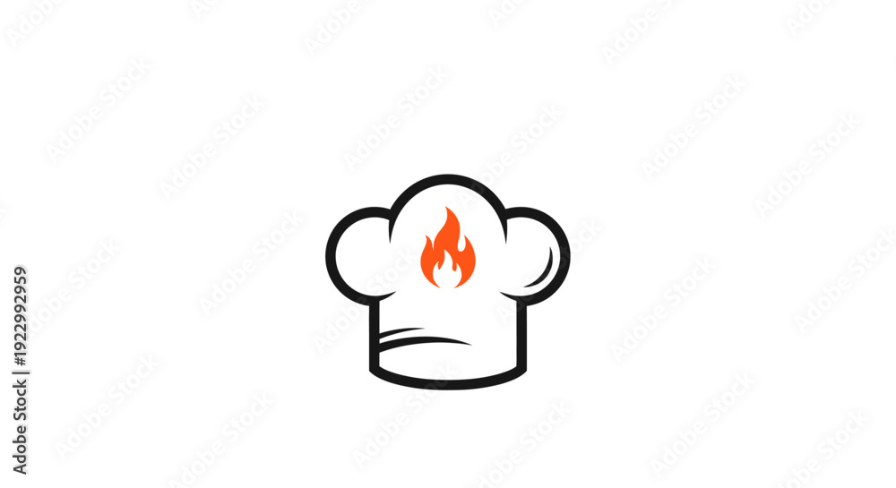 Obraz premium Chef Hat with Flame Icon Illustration.