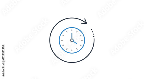 Clock with circular arrow symbol.