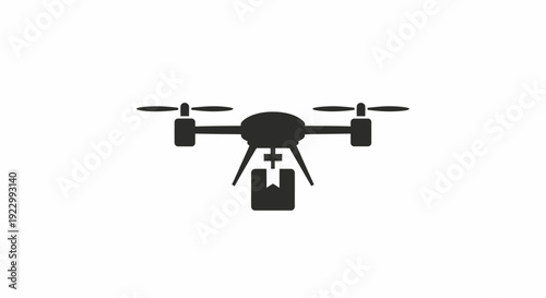 Drone with Package Delivery System Visible.