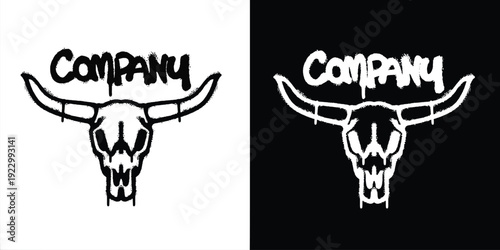 Graffiti Longhorn Skull logo vector design