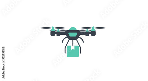 Drone with green package attached underneath.