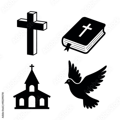 A collection of Christian symbols and icons
