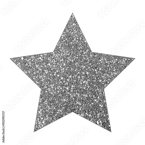 silver glitter star isolated on transparent background