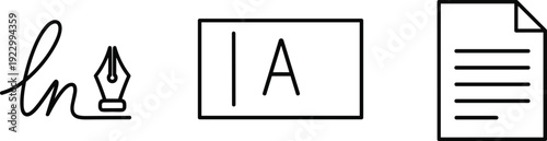 Icons representing linkedin profile, document box and notepad page. isolated on transparent background, Vector