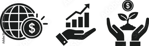 Global investment growth and sustainable financial prosperity concepts illustrated. isolated on transparent background, Vector