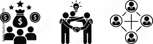 Visual representation of business collaboration, investment, and teamwork concepts isolated on transparent background, Vector