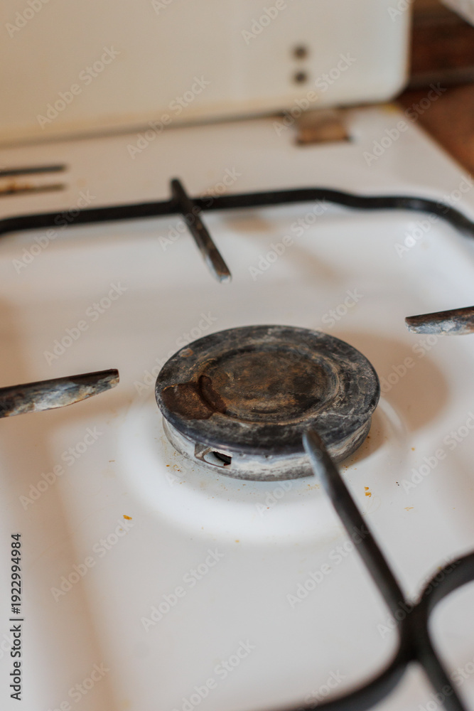 Fototapeta premium Gas stove with black burner