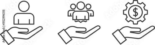 Collaboration between human, automation, and financial management in business processes isolated on transparent background, Vector