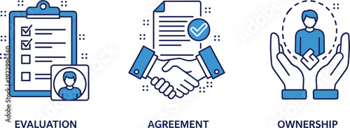 Illustration of the stages in business or partnership processes isolated on transparent background, Vector