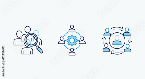 Collaboration, innovation, and teamwork in a digital workspace environment isolated on transparent background, Vector