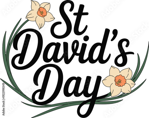 St Davids Day Daffodils and Greenery Wales Welsh